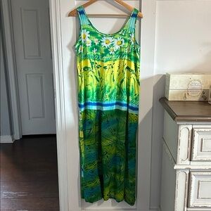 Jams World Herb Whisper Print Daisy Maxi Dress Green Women’s Medium